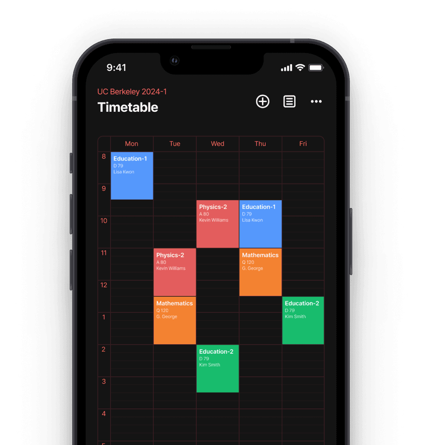 Timetable mockup